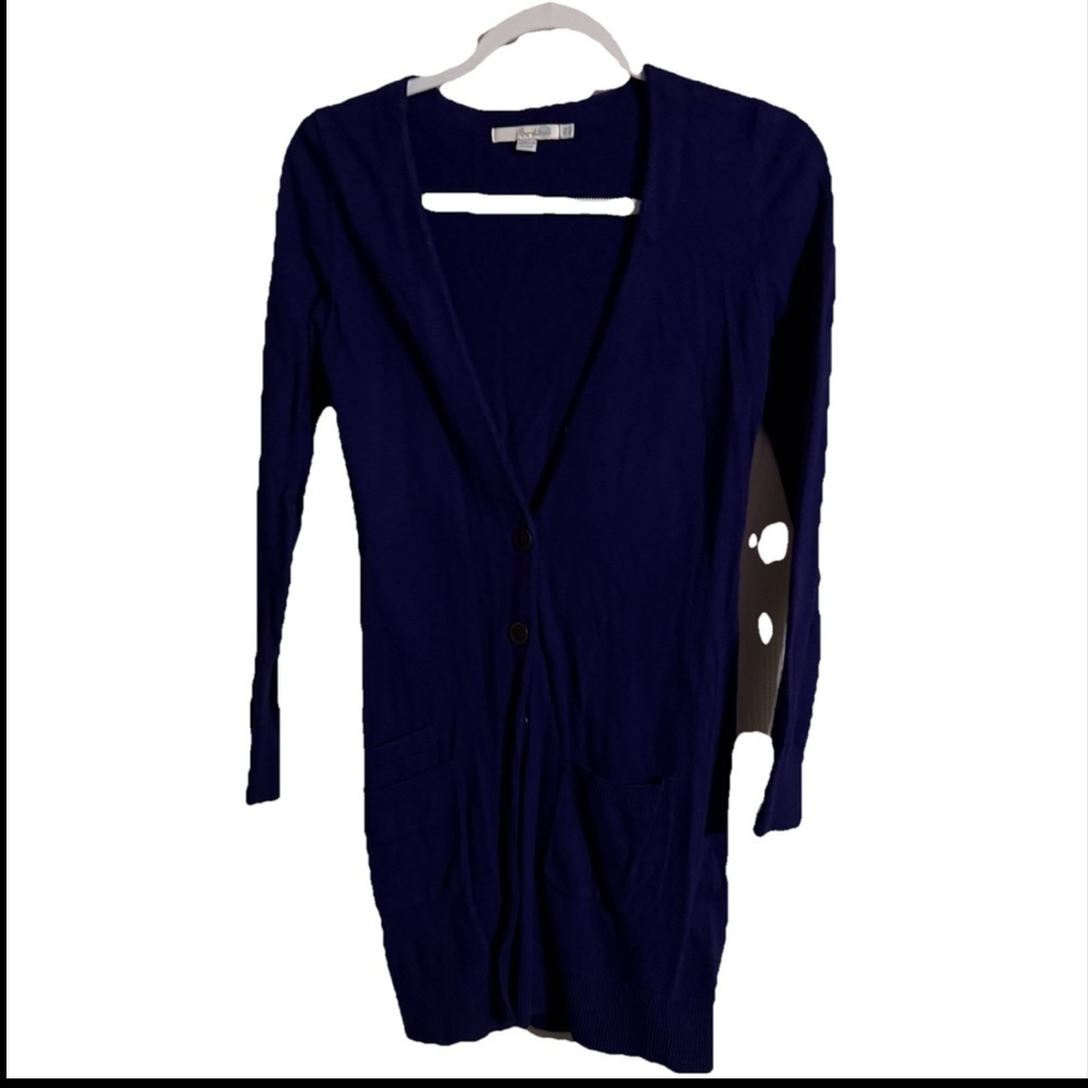 Boden‎ Purple Cotton Cashmere Blend V Neck Long Cardigan Sweater